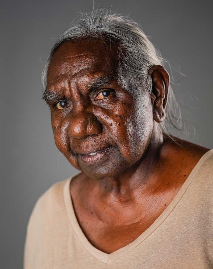A ativista aborígene australiana Miriam Rose Ungunmerr Baumann.